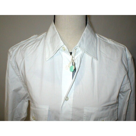 NWT New Womens L Designer PORT 57 White Top Blouse Button Down Dress Italy LS - Picture 3 of 11